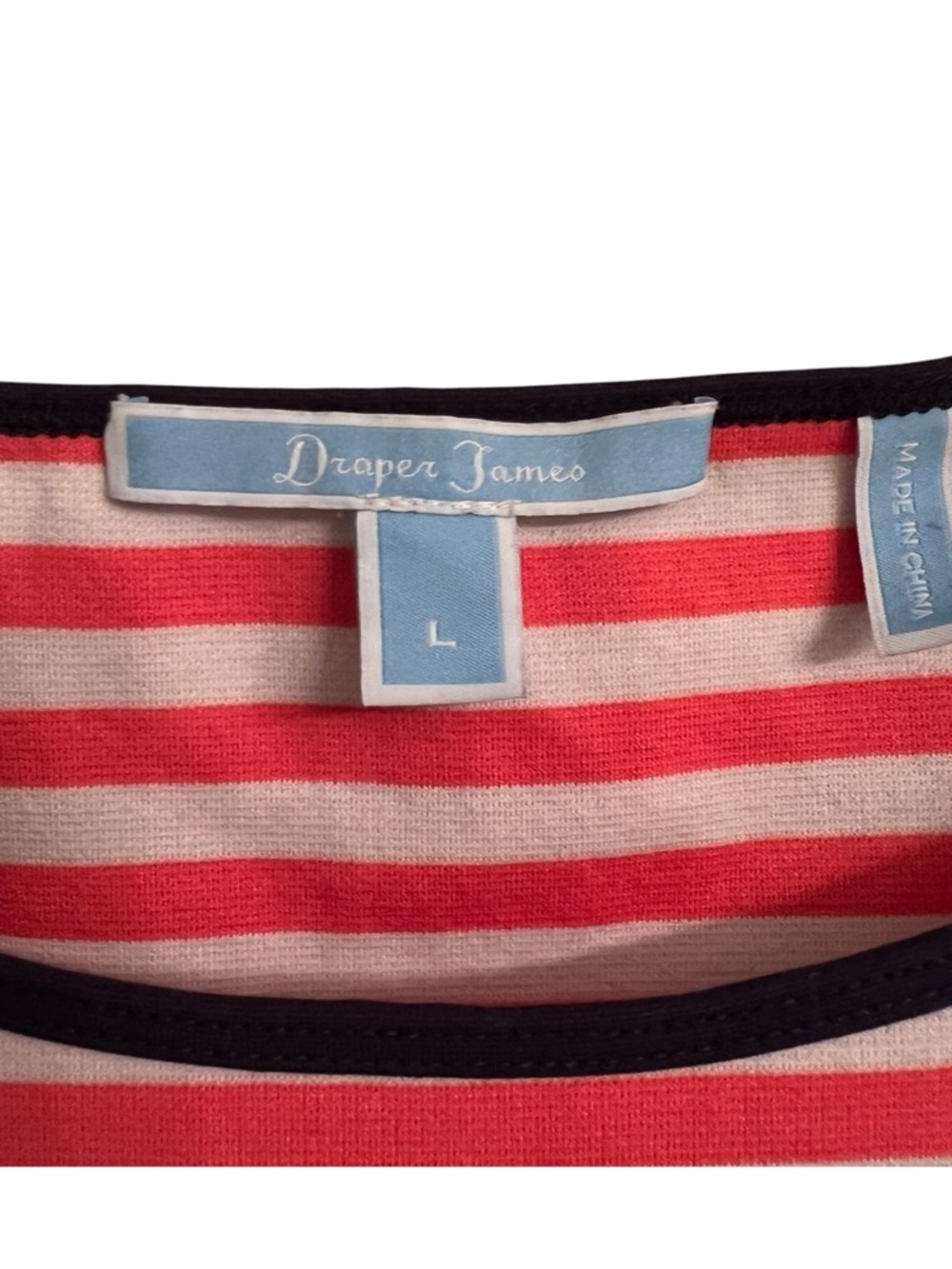 Draper James Striped Coral Navy Blue White A-Line Cap Sleeve Knit Dress Large - Picture 3 of 6